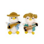 KIVA Handmade crocheted artist duck doll - Violin / Guitar style literary duck figurine, healing desktop decoration, dual-purpose backpack pendant, commuting healing small accessory, three-dimensional and full shape